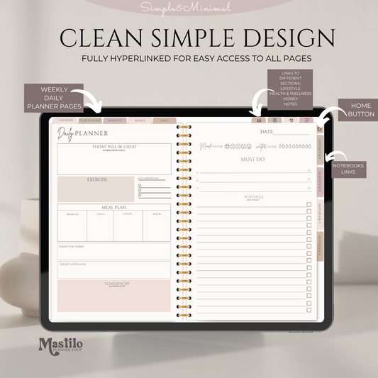 PLR Digital Planner, Editable Canva Planner Template, Hyperlinked PLR