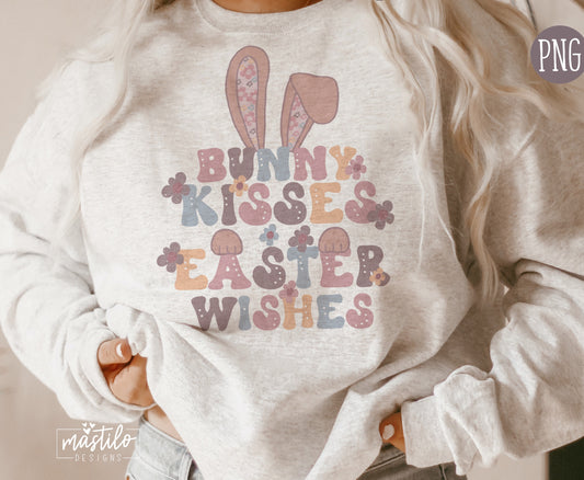 Bunny Kisses Easter Wishes PNG