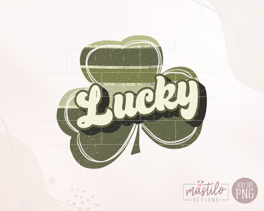 Lucky St Patrick's Day Retro Png, Retro Clover Png, St Patrick's Sublimation