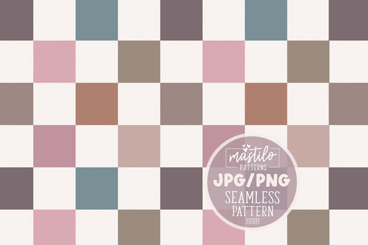 Boho Checker Seamless Pattern, Multi Color Checker Seamless Repeat