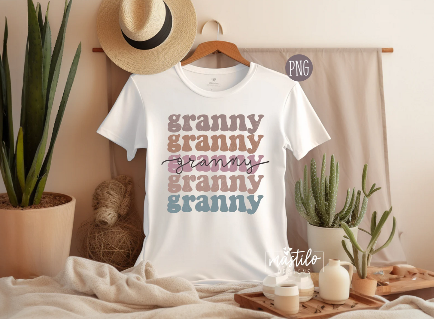 Granny Boho Distressed Stacked png, Sublimation designs