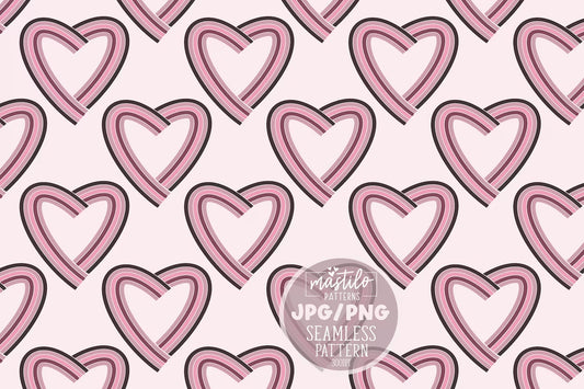 Retro Hearts Seamless Pattern, Groovy Valentine Hearts repeat pattern