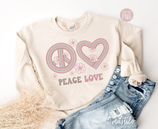 Love Peace Png, Retro Sublimation Png