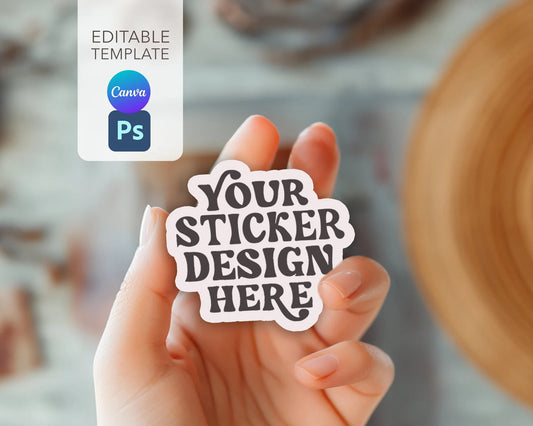 Sticker Mockup, Sticker Mockup Canva, Photoshop Sticker Mockup