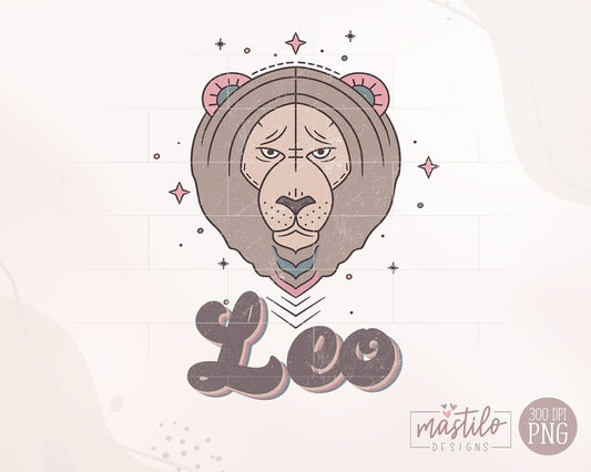 Leo Zodiac, Retro Sublimations, Celestial Png