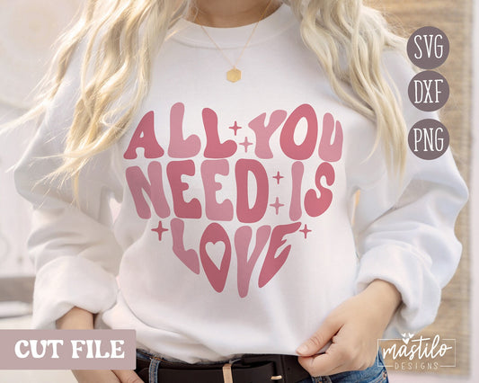 All You Need Is Love Svg, Valentines Groovy SVG, Love SVG, Valentines Retro Svg