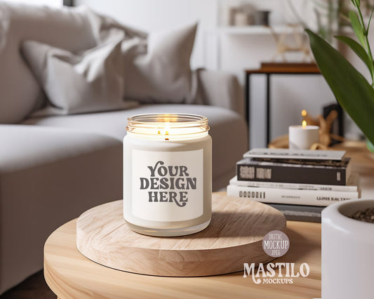 Boho Candle mockup, White Candle mockup, Styled Stock photography