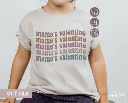 Mama's Valentine SVG, Mama Mini SVG, Wavy text Svg, Groovy Svg, Mother's Day Svg