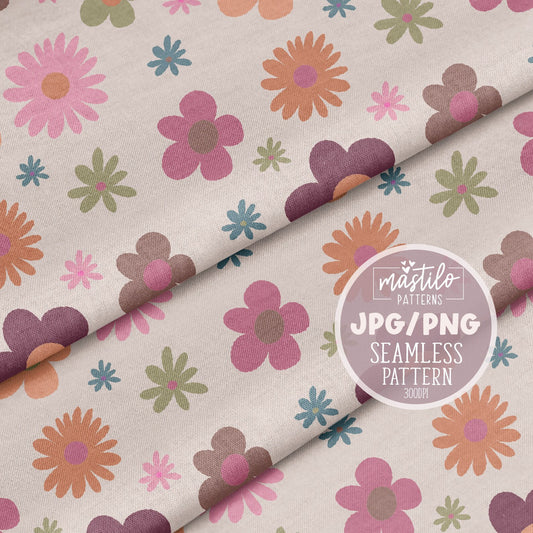 Groovy Flowers, Retro Sublimations, Retro PNG Pattern, Flower Sublimation