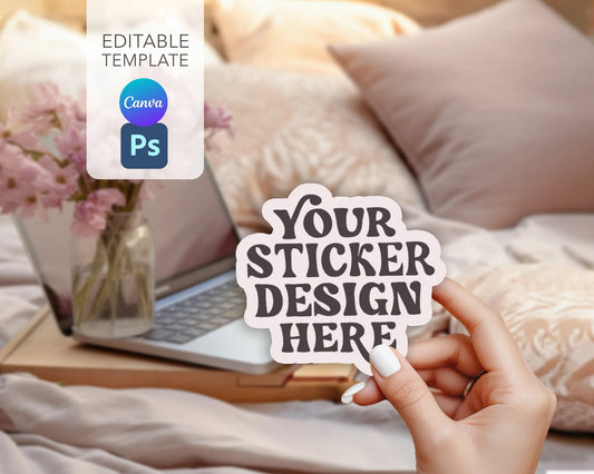 Sticker Mock ups, Sticker Mockup Canva, Photoshop Sticker Mockup Die Cut Sticker