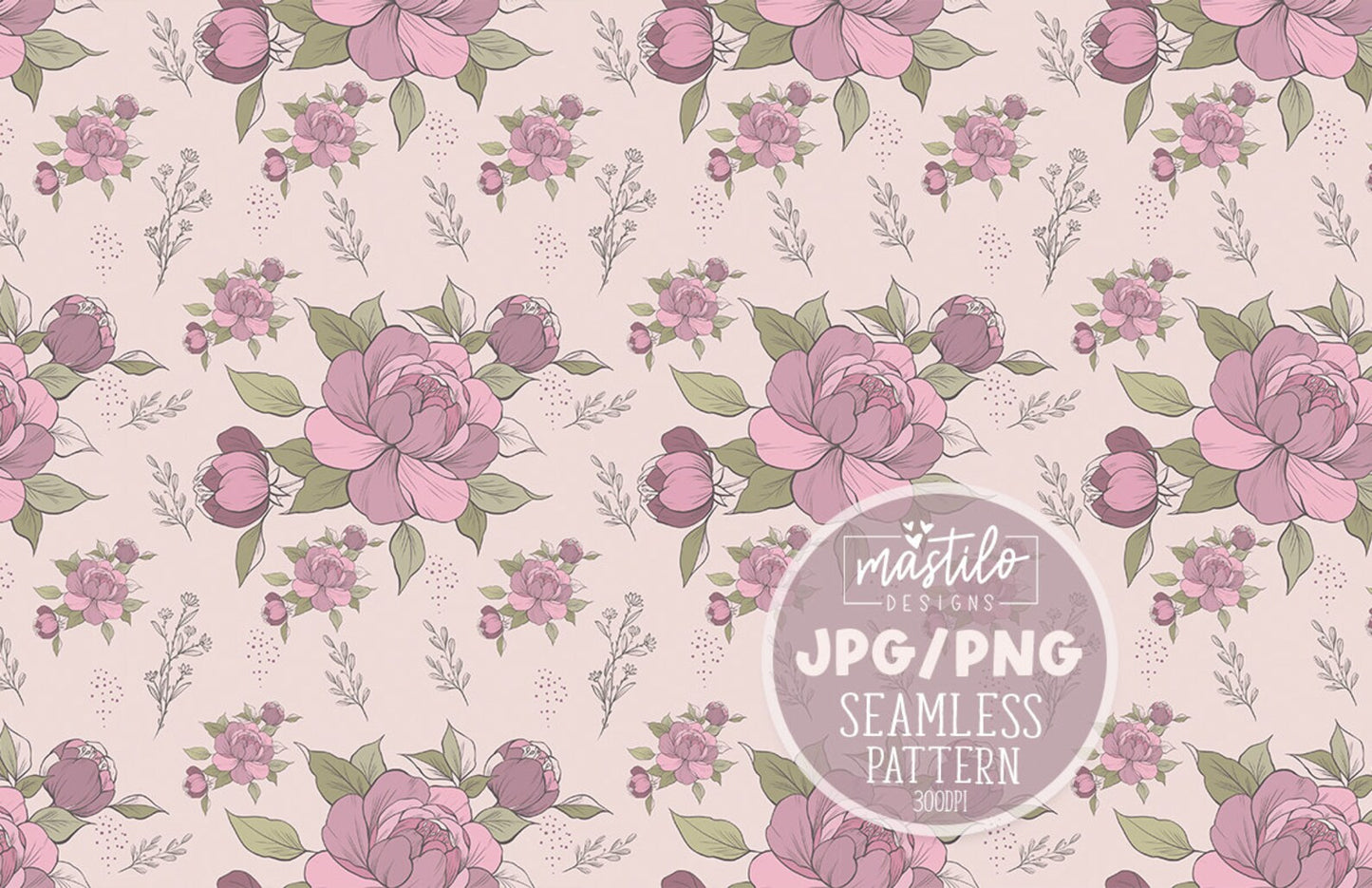 Wild Flowers Seamless Pattern Design, Fabric Pattern Design, Neutral Seamless