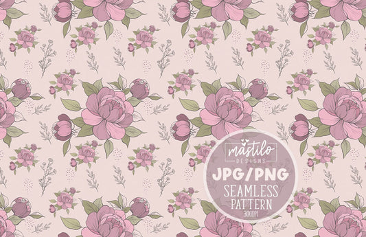 Wild Flowers Seamless Pattern Design, Fabric Pattern Design, Neutral Seamless