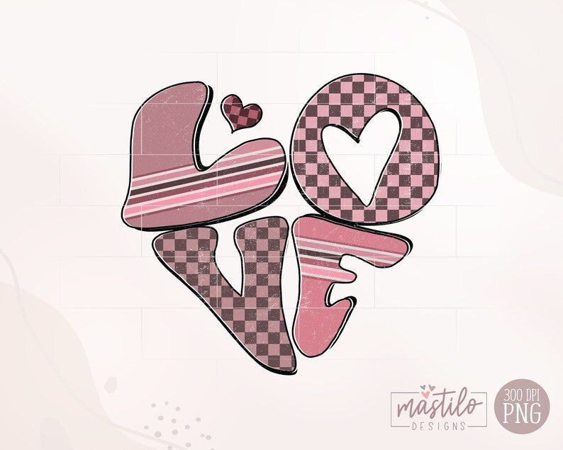 Love PNG, Valentines Png Designs, Retro Png, Groovy Png