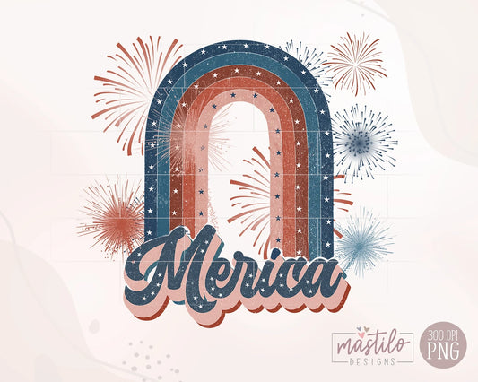 Retro Merica Png, Patriotic Sublimation Png, Merica Sublimation Design