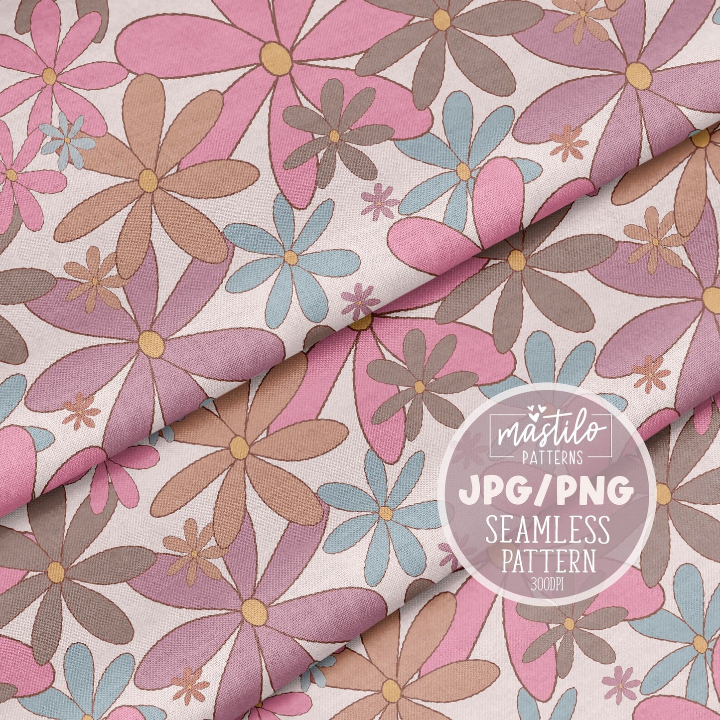 Romantic Flowers Seamless Pattern, Floral Fabric Pattern Design