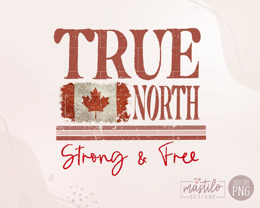 Retro Canada png, True North Png, Canada Day Png, Distressed Flag