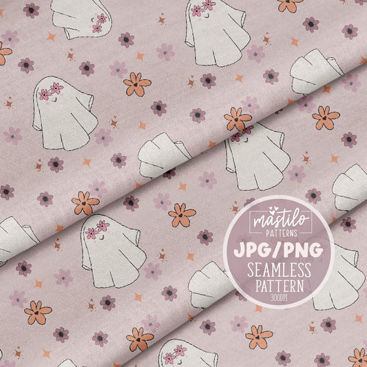 Groovy Halloween Seamless Pattern, Halloween Fabric Pattern, Retro Seamless