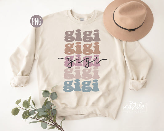 Gigi Boho Distressed Stacked png, Sublimation designs, Gigi Sublimation PNG