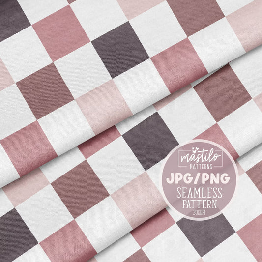 Checker Seamless Pattern Nudes, Neutral Multi Color Checker