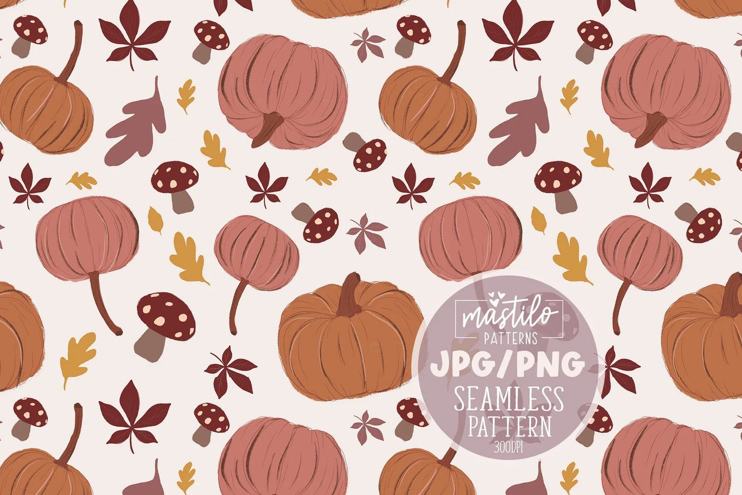 Pumpkins Seamless Pattern, Fall Seamless Pattern, Fall Vibes Sublimation Pattern