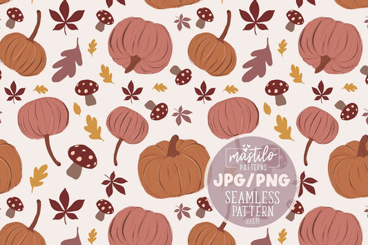 Pumpkins Seamless Pattern, Fall Seamless Pattern, Fall Vibes Sublimation Pattern