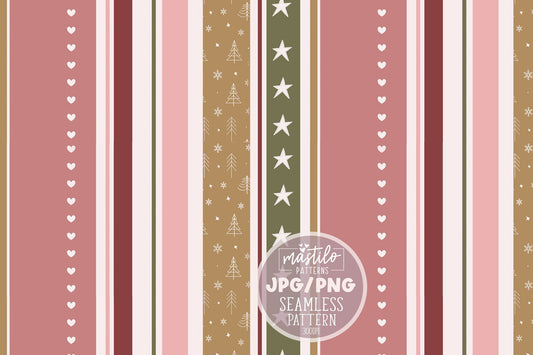 Christmas Seamless Pattern, Christmas Stripes Seamless Pattern