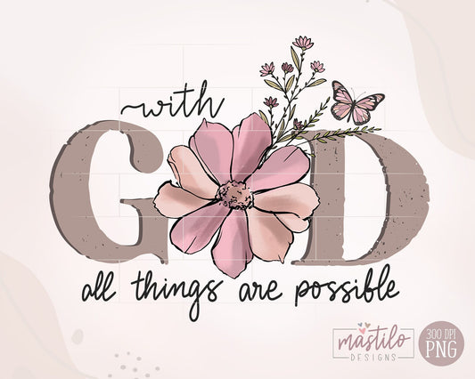 With God All Things Are possible Png, Bible Verse Png