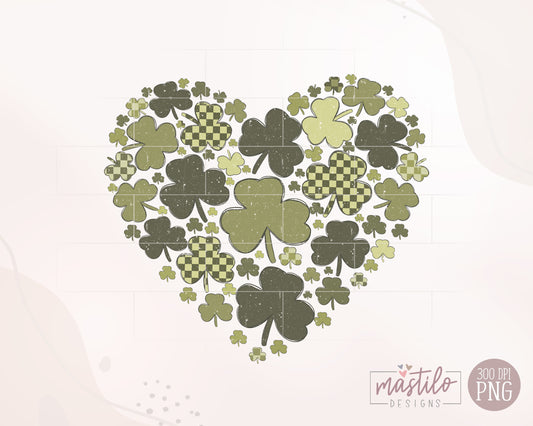 Shamrock Heart PNG, St. Patrick’s Day Clover Heart Png, Clover Leaf Png