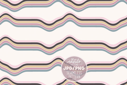 Groovy Stripes Seamless Pattern, Retro Sublimation Pattern, Seamless Digital