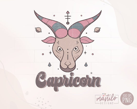 Capricorn Zodiac, Retro Sublimations, Celestial Png, Zodiac Sign Png