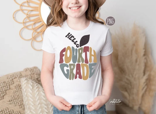 Fourth Grade T-shirt Png, Retro Back To School Png, Back to School Sublimation D