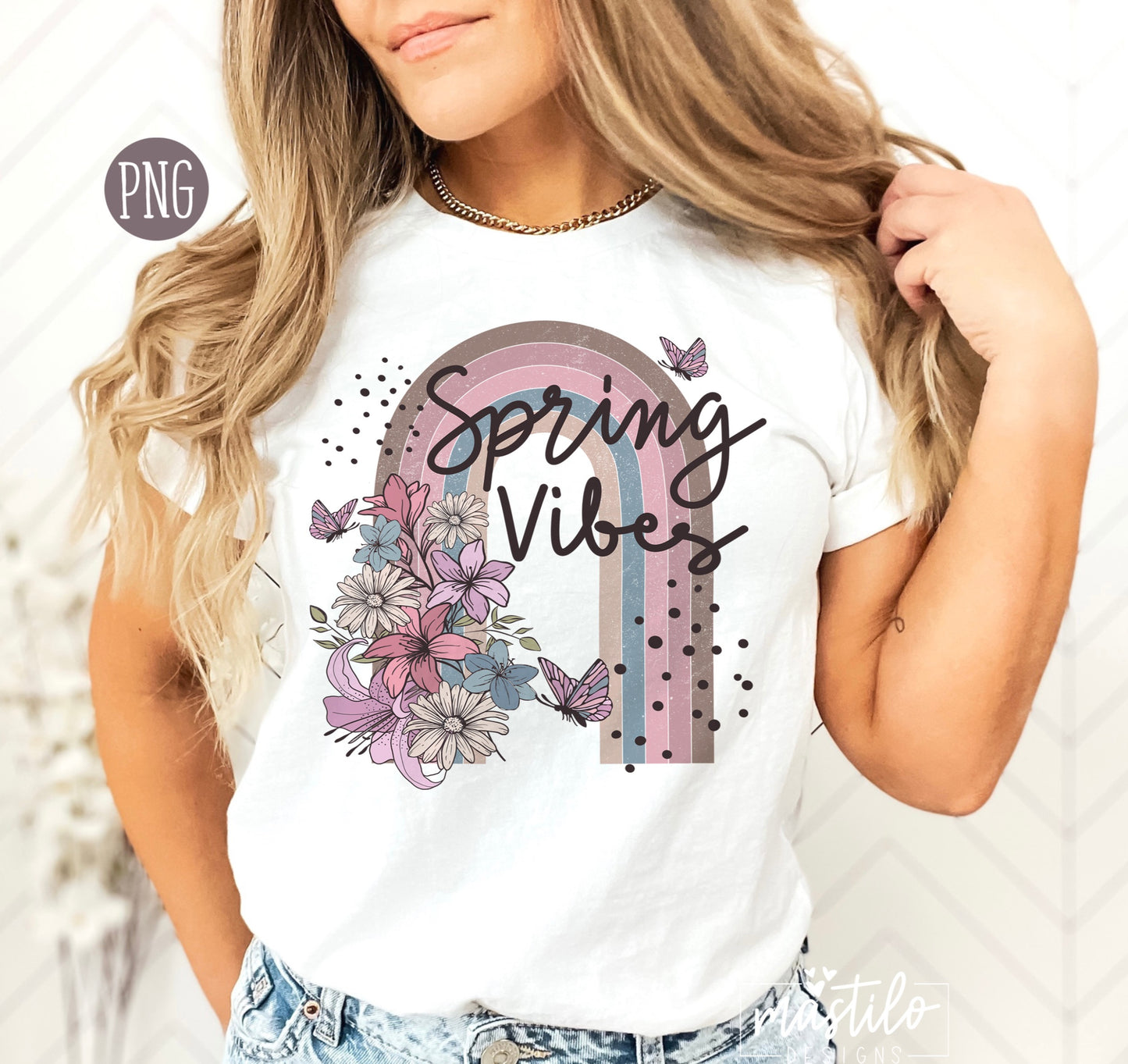 Spring Vibes Boho Floral PNG