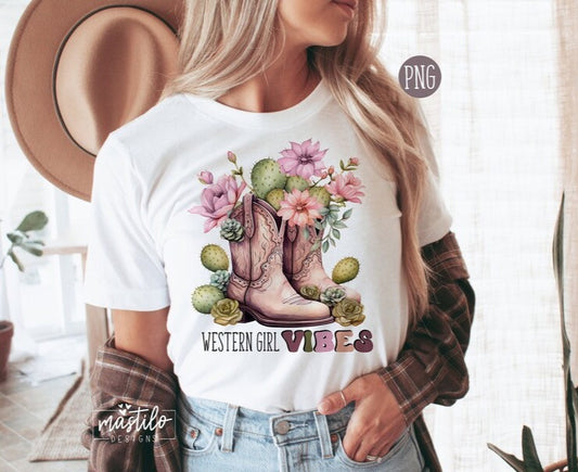 Cowgirl Boots png, Western Girl Vibes png, Cactus png