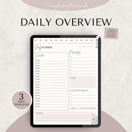 Simple Digital Weekly Planner, Daily Goodnotes Planner, Productivity Task