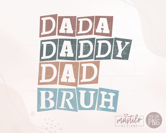 Dada Daddy Dad Bruh Png, retro dad png, trendy Sublimation